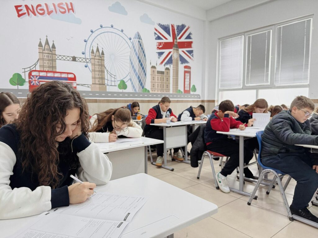 English school students learning