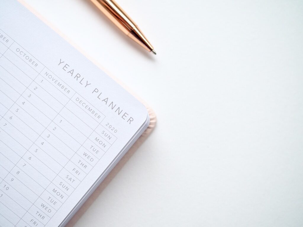 person planning schedule calendar