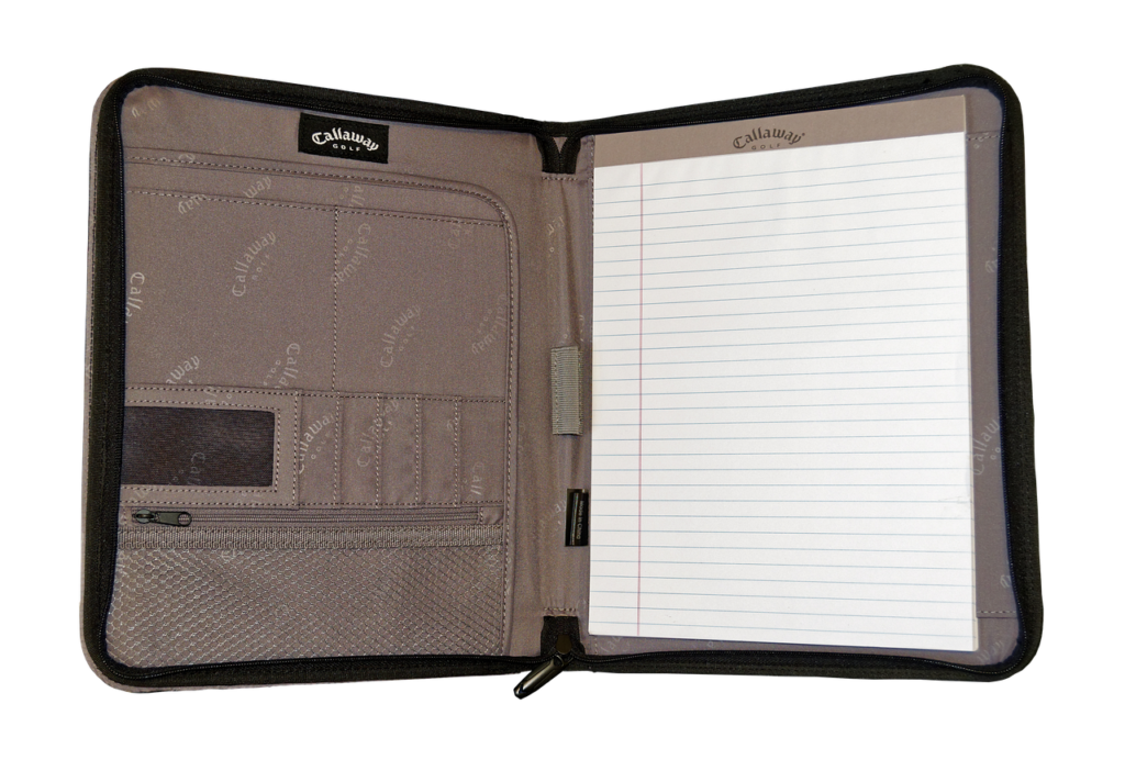 organized desk with planner