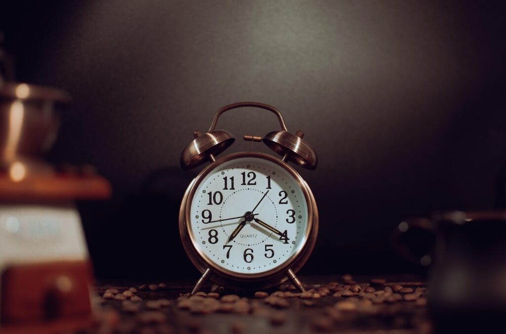 white rabbit holding clock