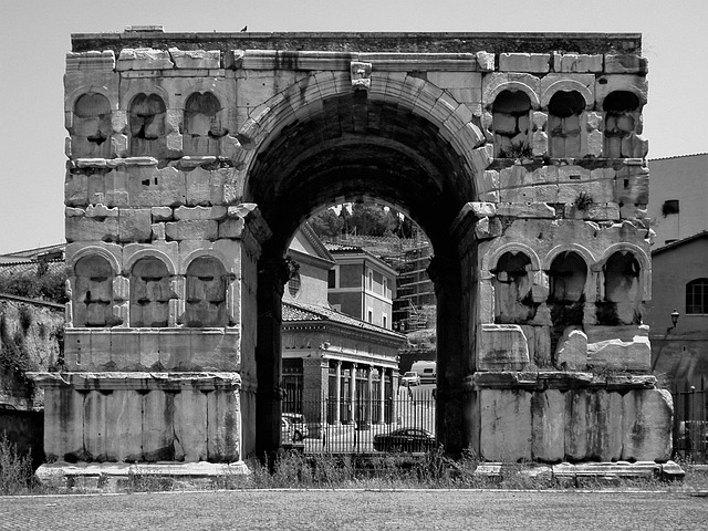 Illustration of ancient Roman construction efforts, showing various stages of building. (rome wasn't built in one day)